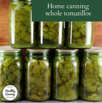 Home canned tomatillos in jars